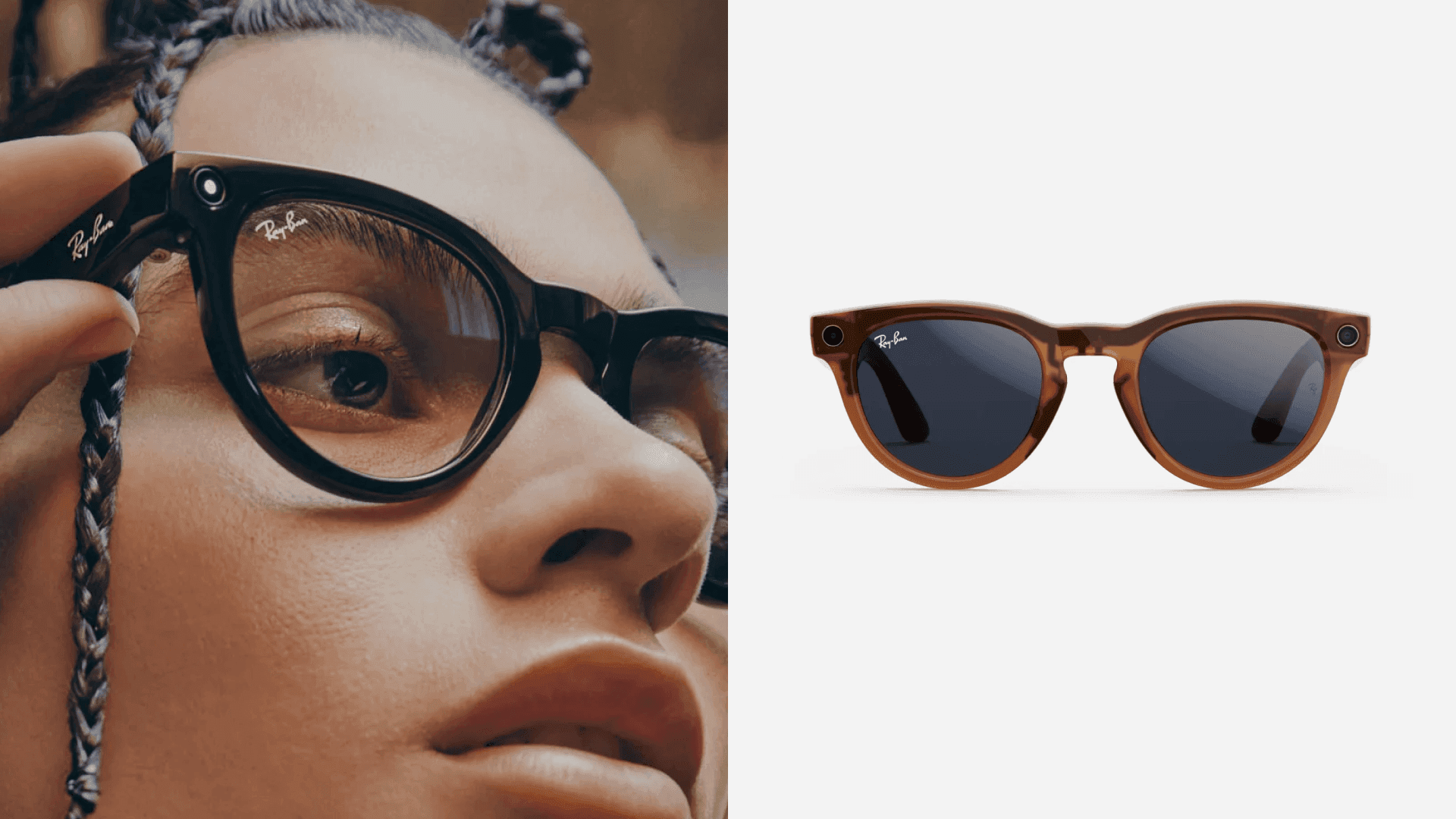 Умные очки Ray-Ban с камерой и голосовым управлением, надетые на человека